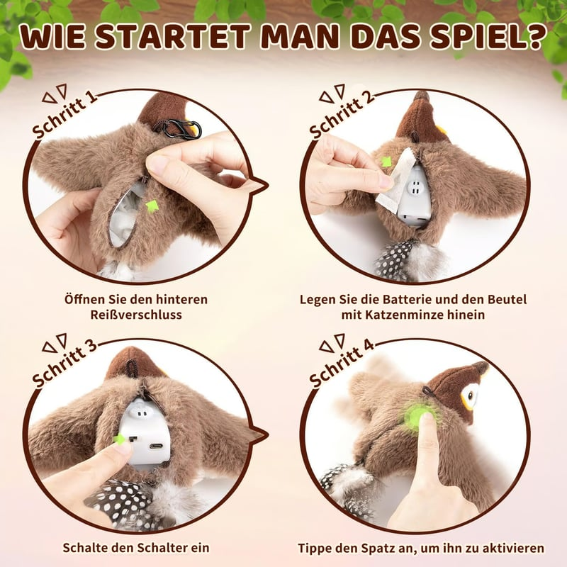 Katzenspielzeug „Flappendes Vogel“