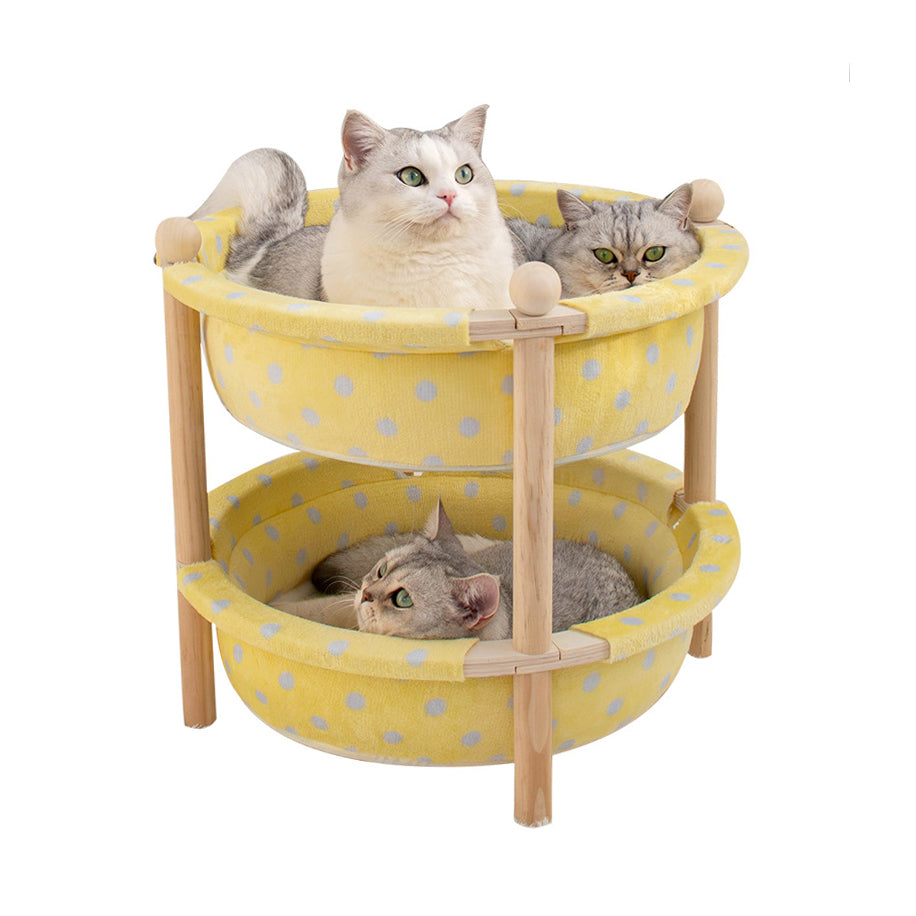 Doppellagige, abnehmbare Katzenhängematte – Kiefernholzrahmen