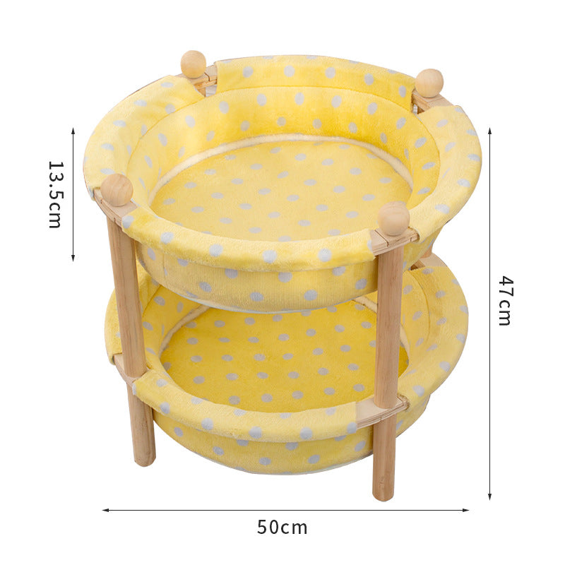 Doppellagige, abnehmbare Katzenhängematte – Kiefernholzrahmen