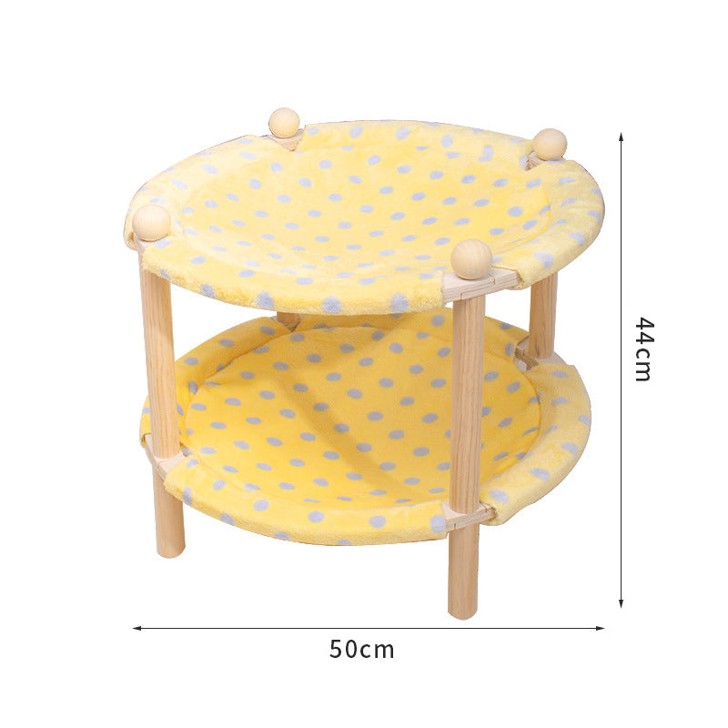 Doppellagige, abnehmbare Katzenhängematte – Kiefernholzrahmen