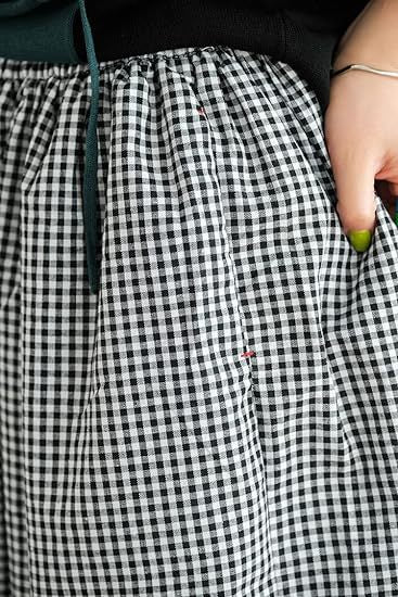 Damenhose aus Baumwoll-Leinen mit Karomuster