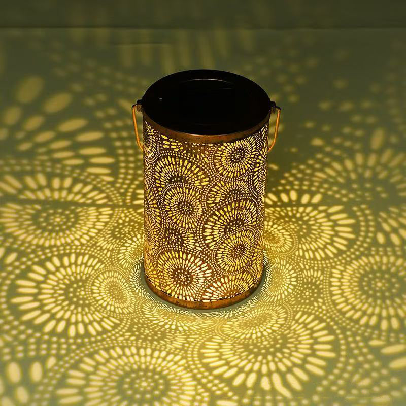 Bunte Solar-Gartenlaterne mit Sonnenblumen-Leuchten