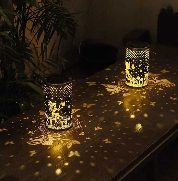 Bunte Solar-Gartenlaterne mit Sonnenblumen-Leuchten