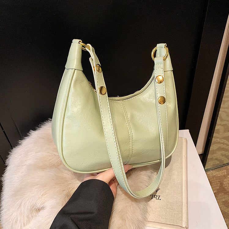 Einfarbige Umhängetasche mit Reißverschluss