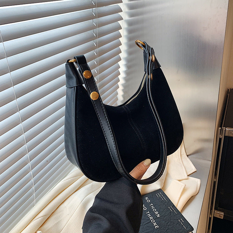 Einfarbige Umhängetasche mit Reißverschluss