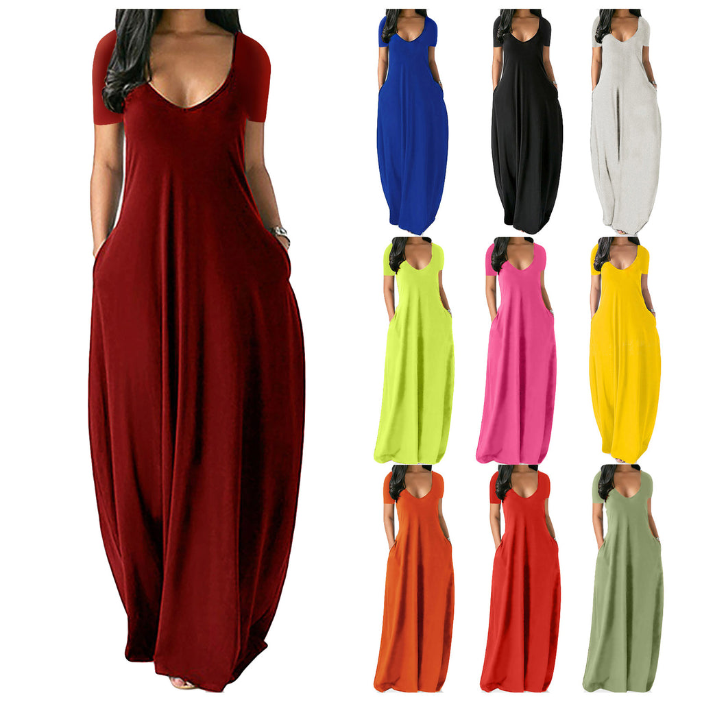 Langes Einfarbiges Kleid in Übergröße