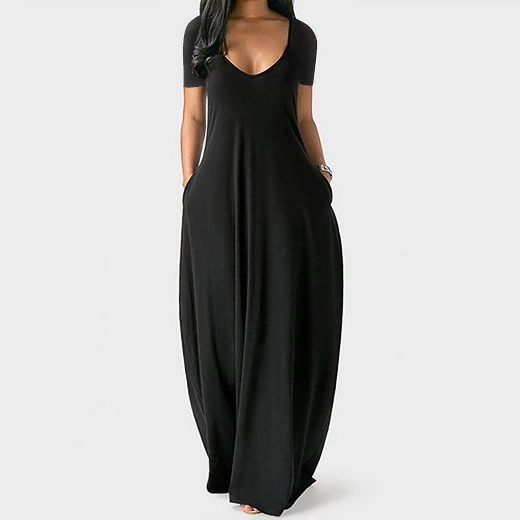 Langes Einfarbiges Kleid in Übergröße
