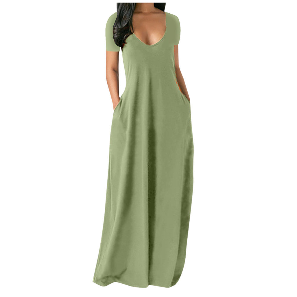 Langes Einfarbiges Kleid in Übergröße