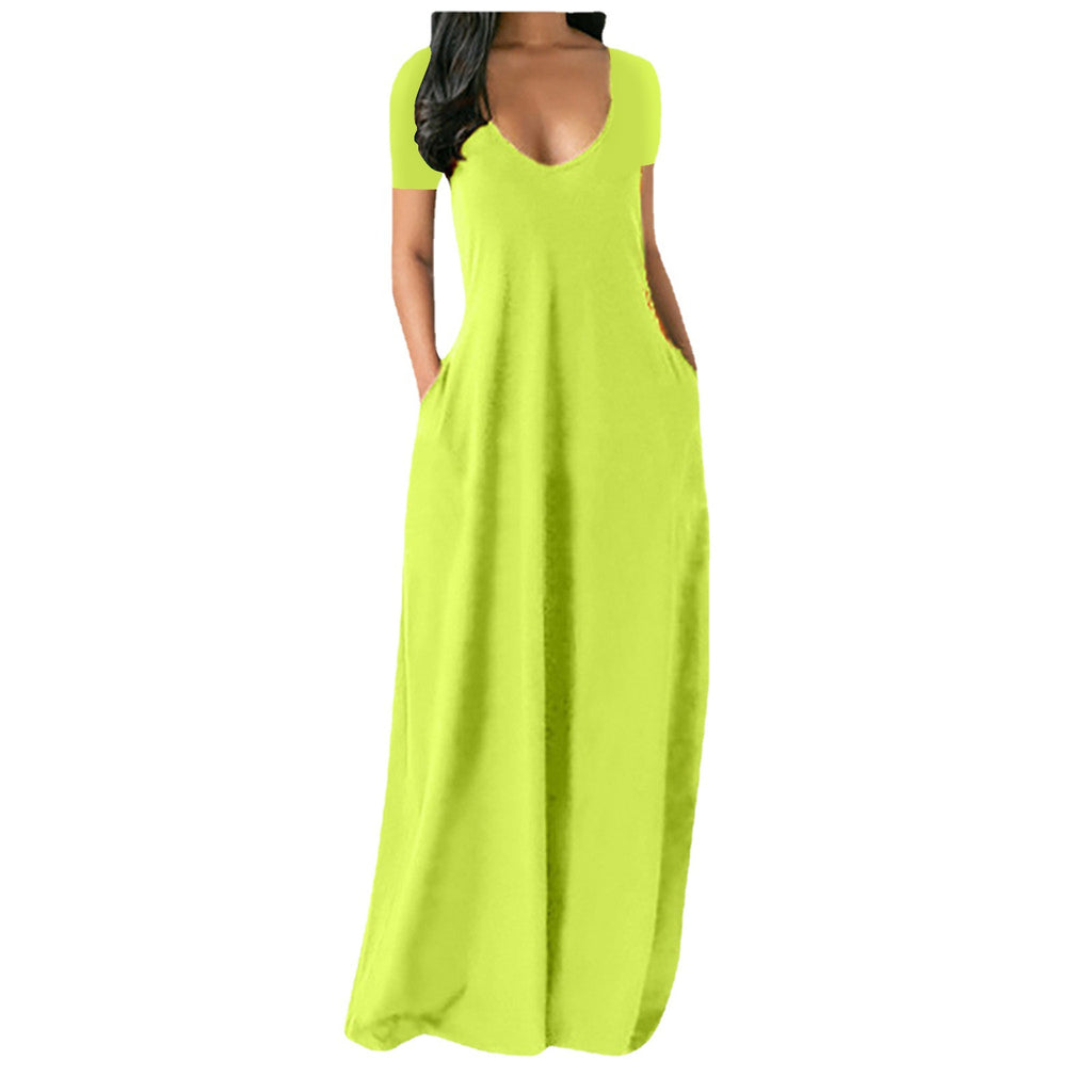 Langes Einfarbiges Kleid in Übergröße