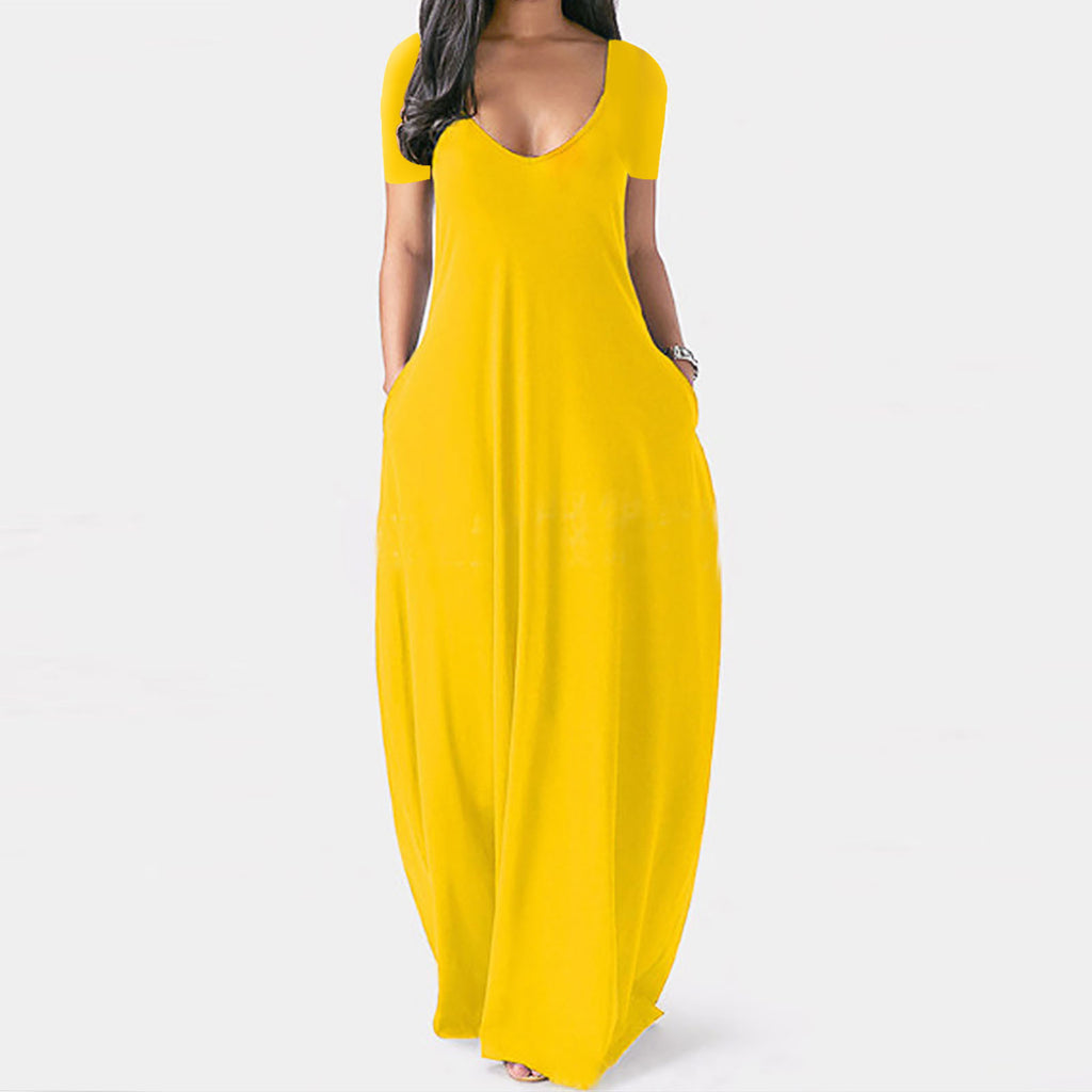 Langes Einfarbiges Kleid in Übergröße
