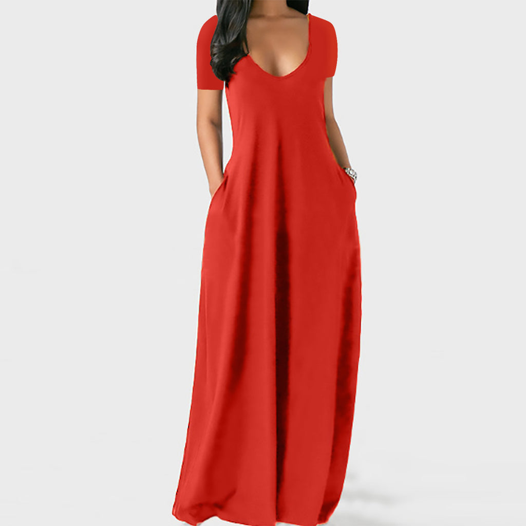Langes Einfarbiges Kleid in Übergröße