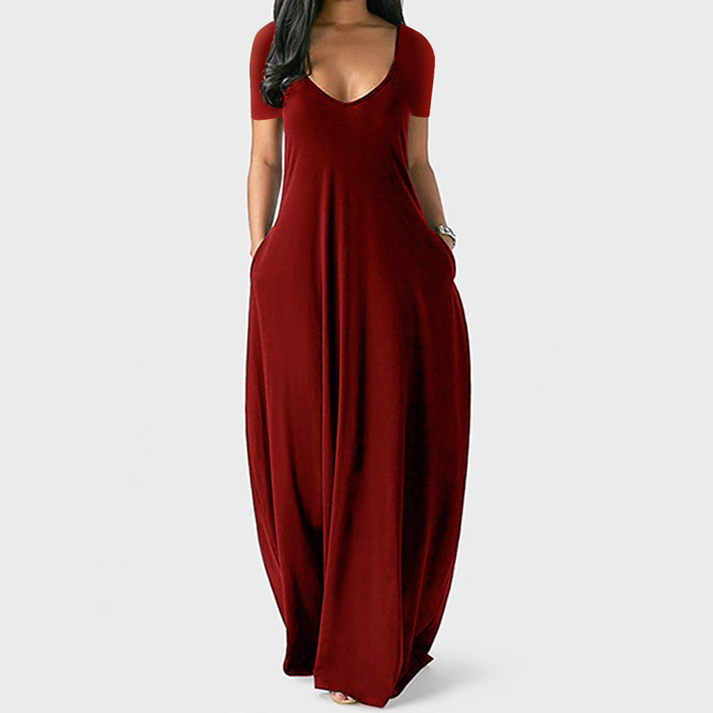 Langes Einfarbiges Kleid in Übergröße