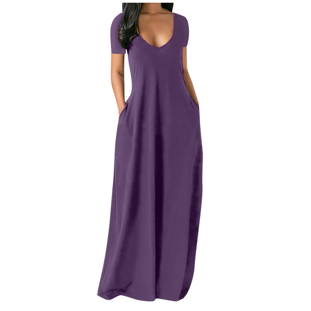 Langes Einfarbiges Kleid in Übergröße