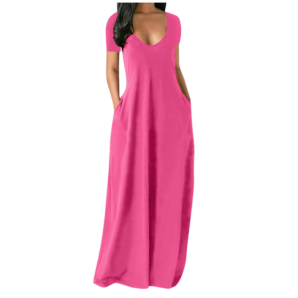 Langes Einfarbiges Kleid in Übergröße