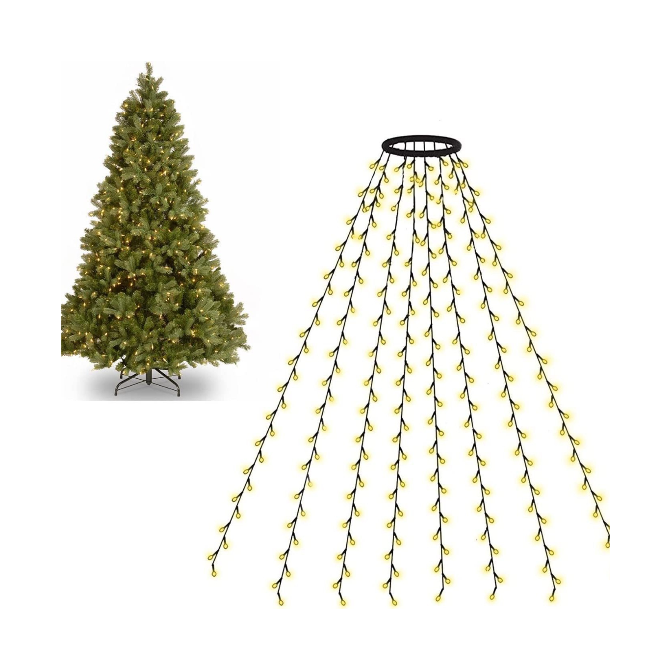 Weihnachtsbaum-Wasserfalllichter