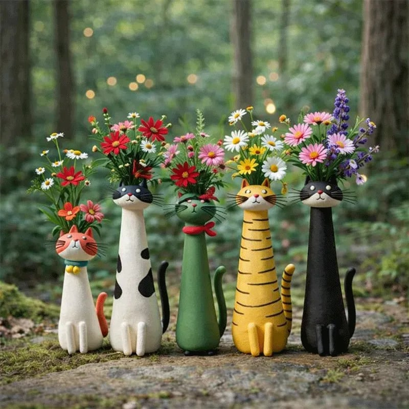 Handgefertigte Ausgefallene Katzenvase