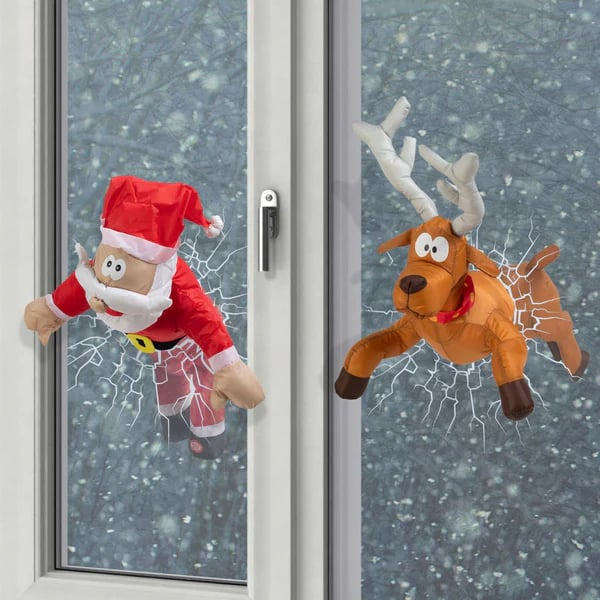 Fenster-Deko „Rentier & Weihnachtsmann“