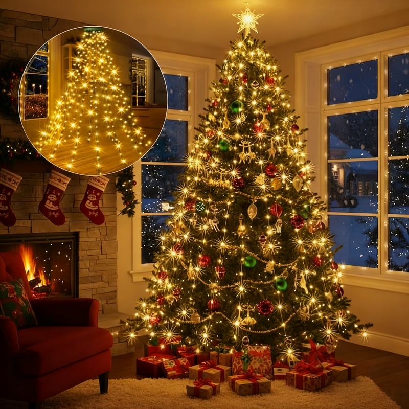 Weihnachtsbaum-Wasserfalllichter