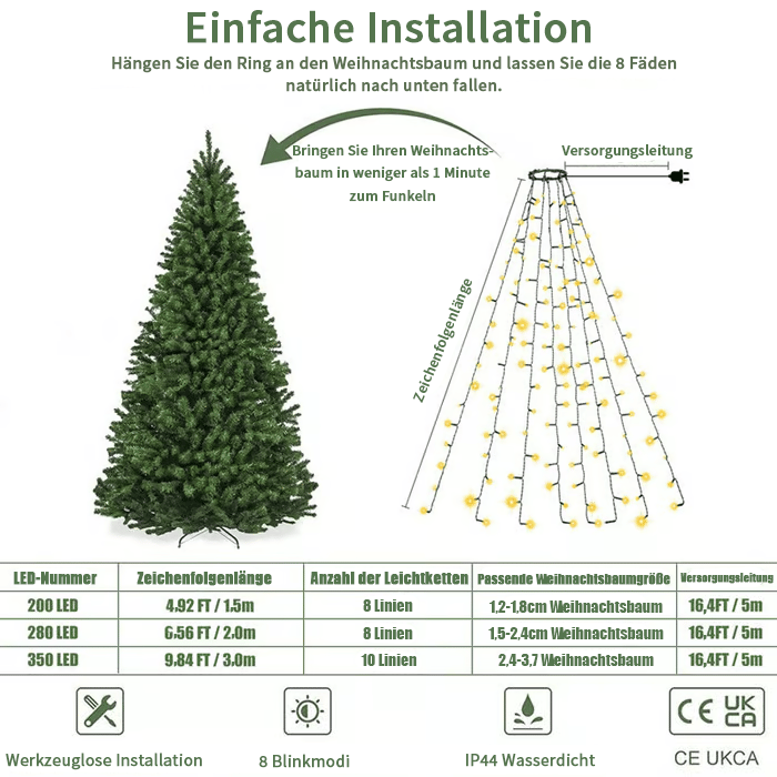 Weihnachtsbaum-Wasserfalllichter