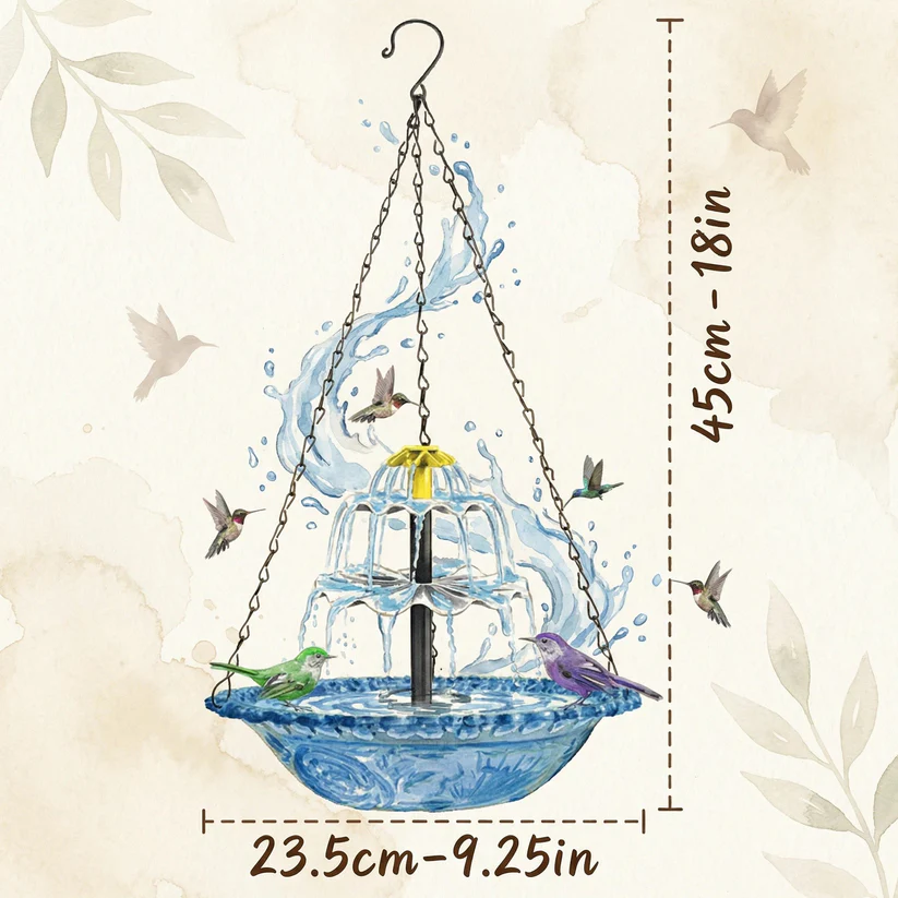 Solarbetriebener Hängebrunnen für Vögel