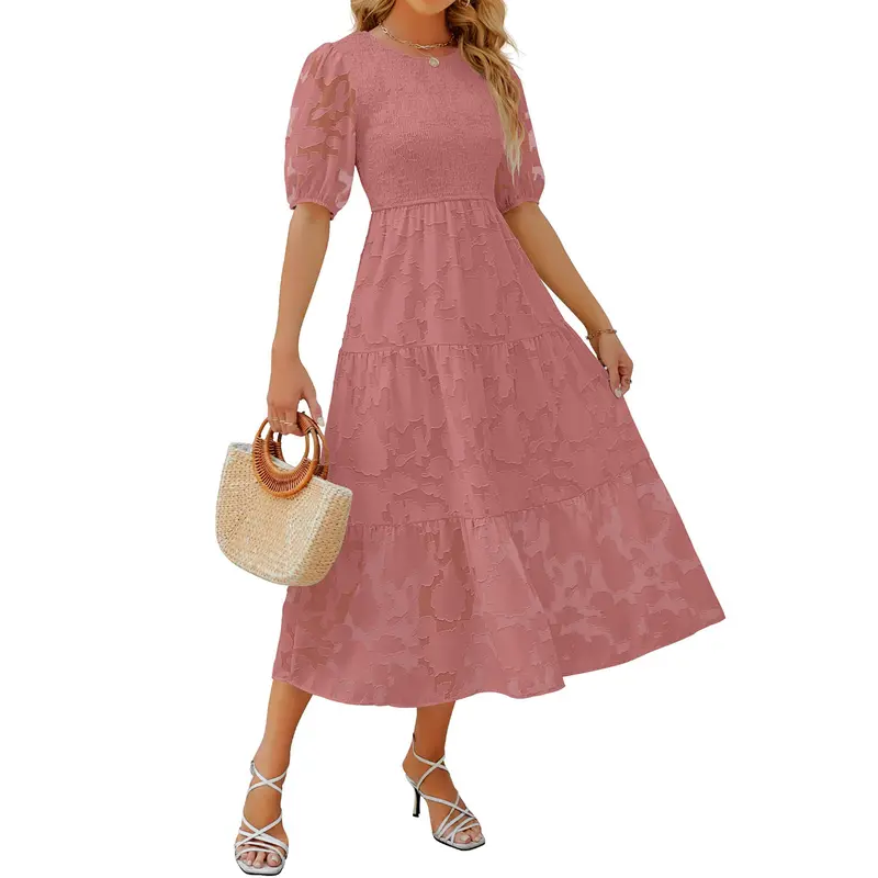 Langes Kleid mit Puffärmeln