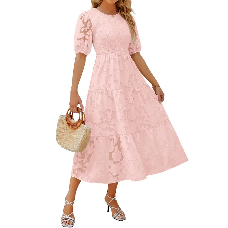 Langes Kleid mit Puffärmeln