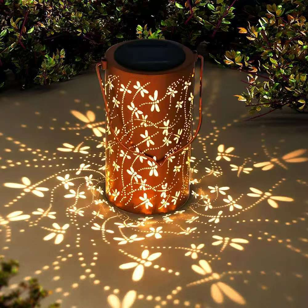 Bunte Solar-Gartenlaterne mit Sonnenblumen-Leuchten