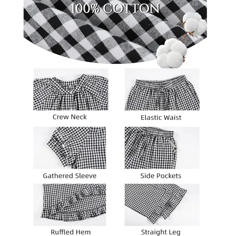 Kariertes Damen-Pyjama-Set