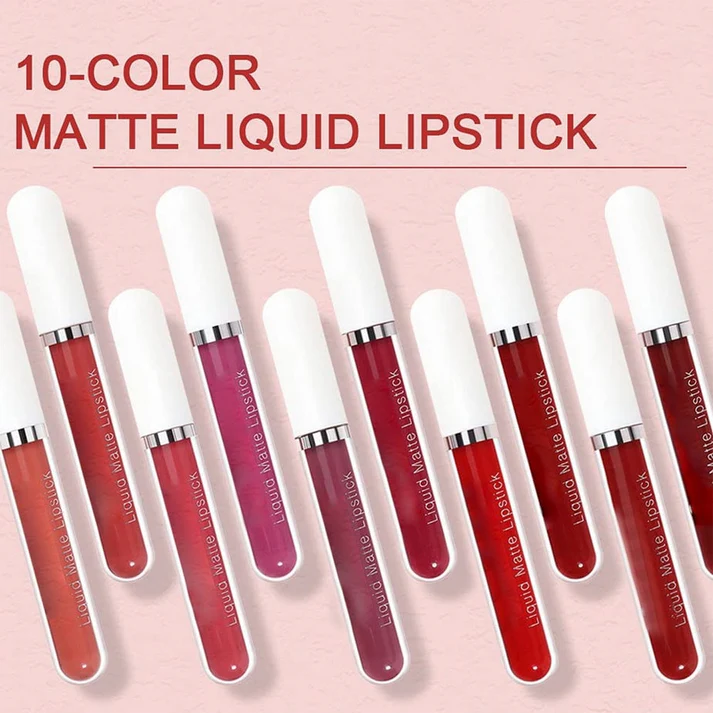 10er-Set Wasserfester Langanhaltender Lipgloss