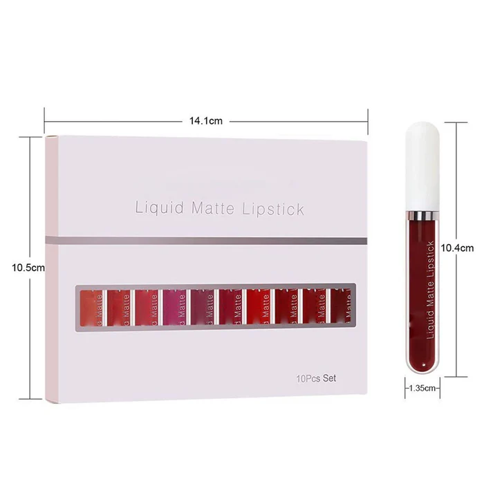 10er-Set Wasserfester Langanhaltender Lipgloss