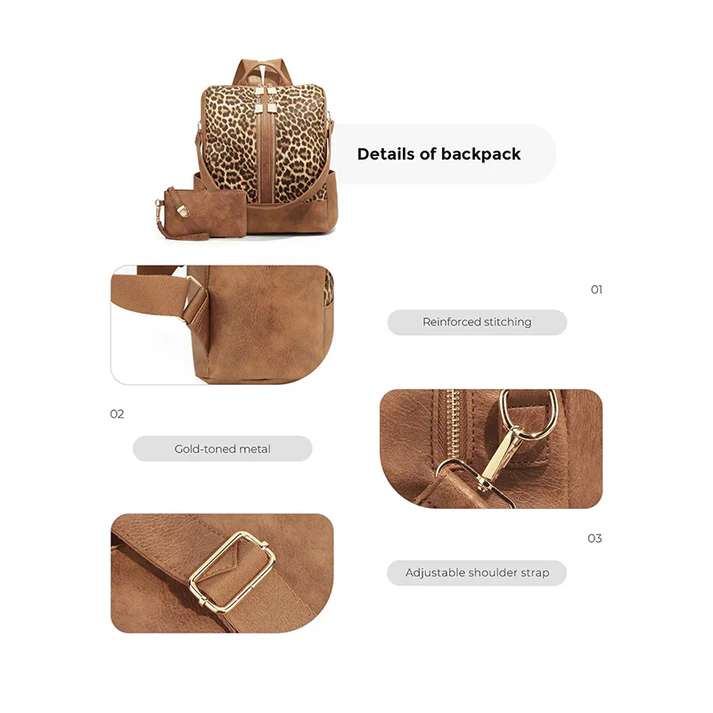 Modischer Rucksack mit Leopardenmuster