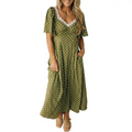 Grünes Maxikleid mit Tupfenmuster