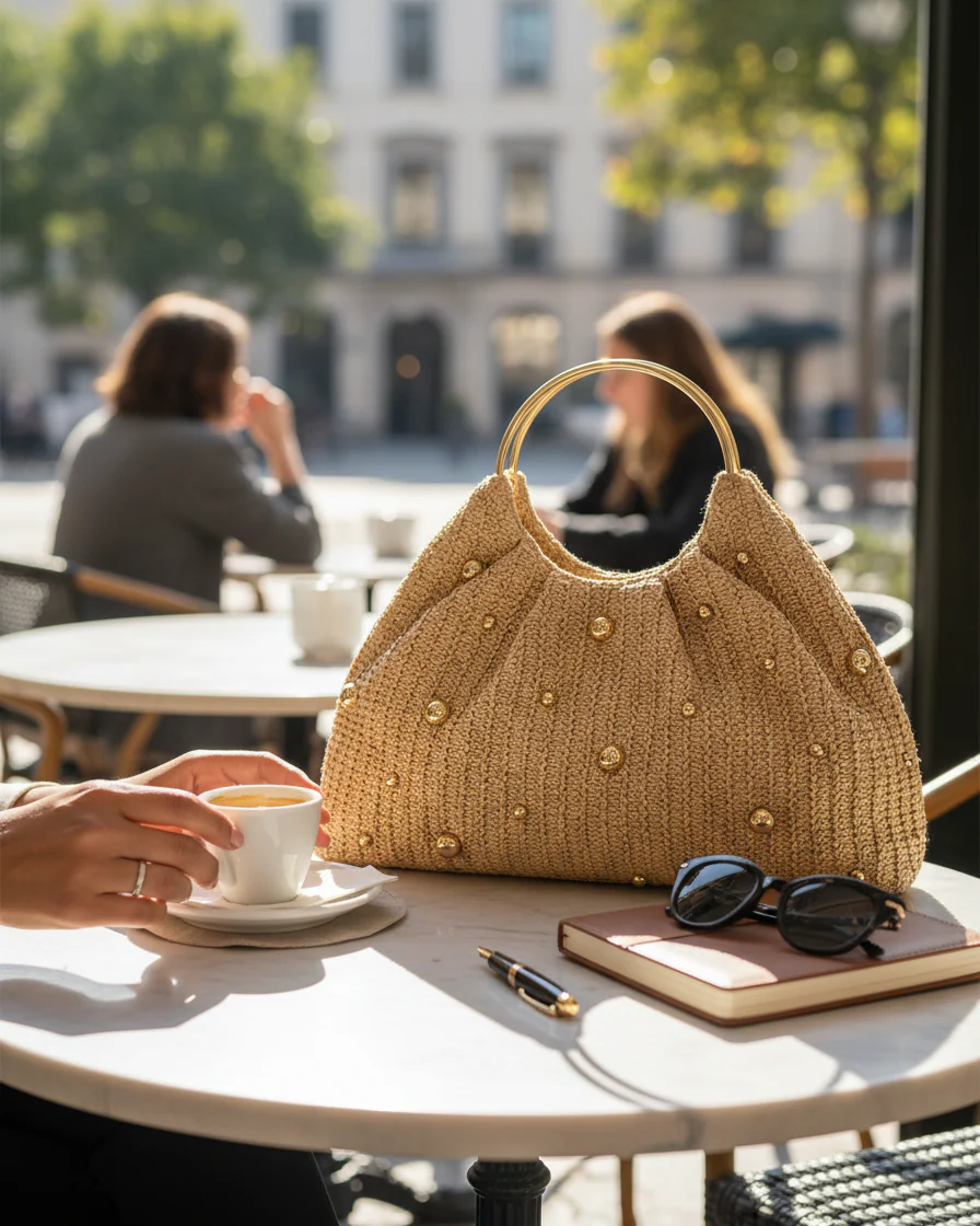 Celeora Gestrickte Handtasche mit Nieten