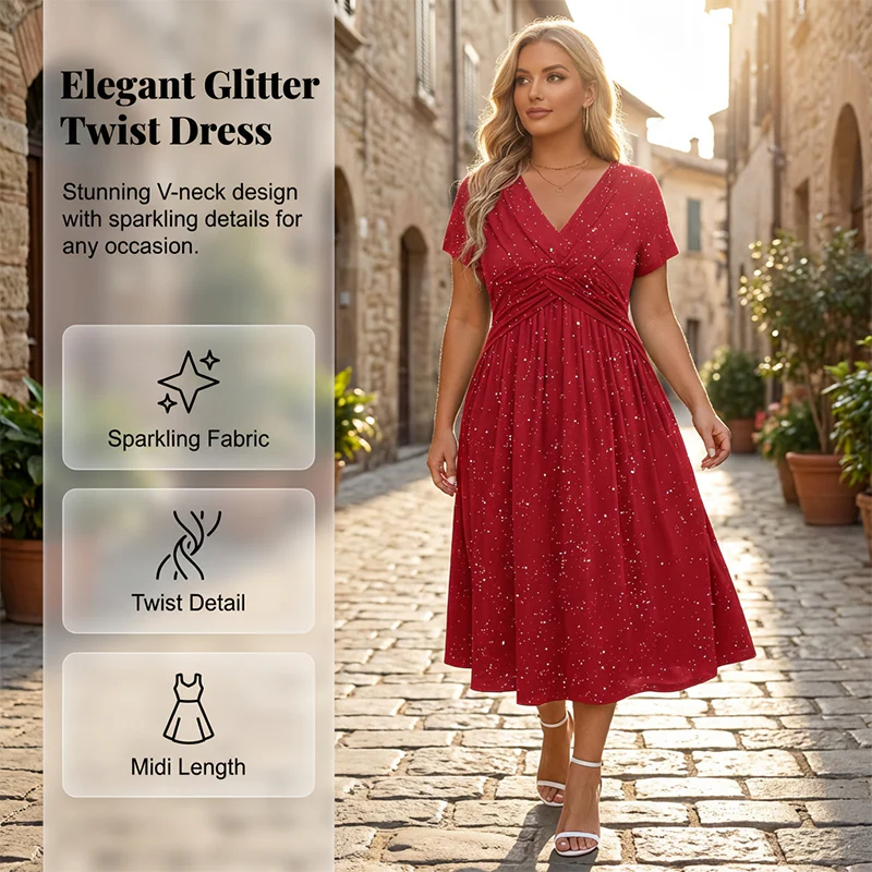 Elegantes, Funkelndes, Taillenbetontes Knotenkleid