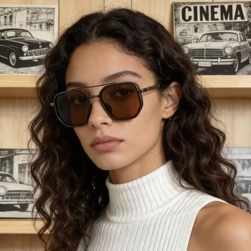 Sonnenbrille mit geometrischem Rahmen