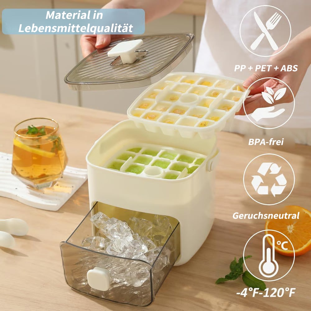 Eiswürfelform mit Deckel und Behälter