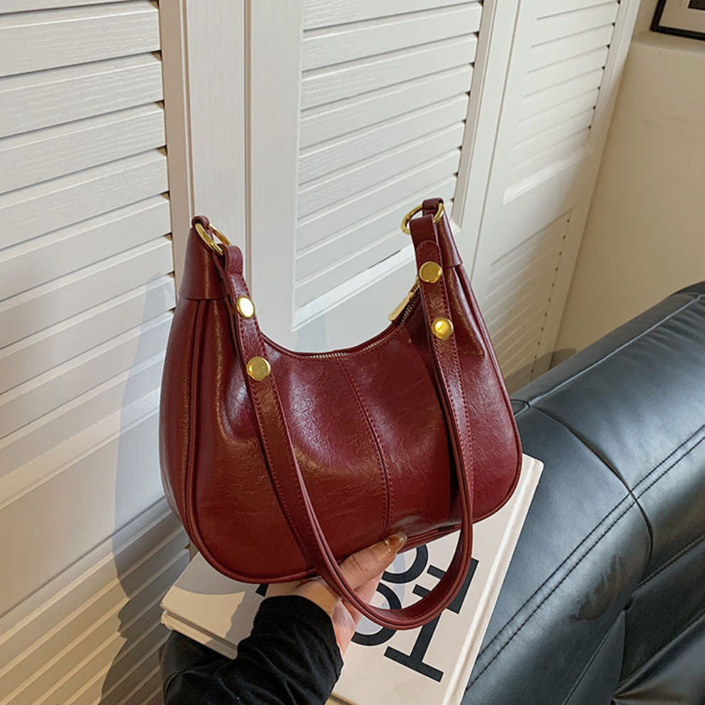 Einfarbige Umhängetasche mit Reißverschluss