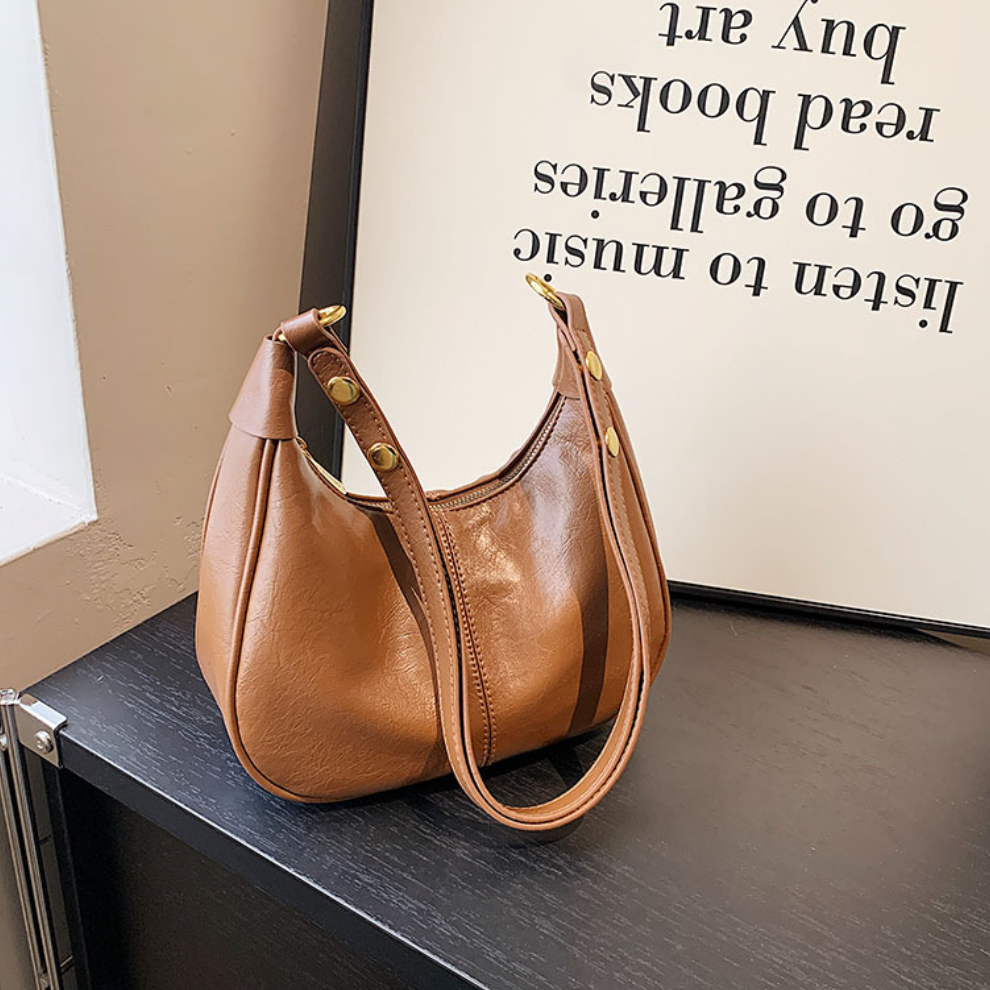 Einfarbige Umhängetasche mit Reißverschluss