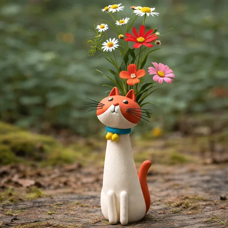Handgefertigte Ausgefallene Katzenvase
